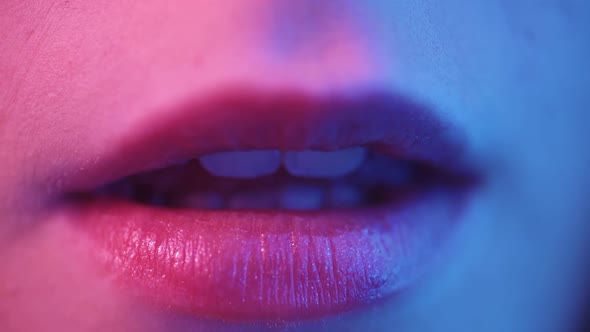 Sexy Female Lips in Neon Light