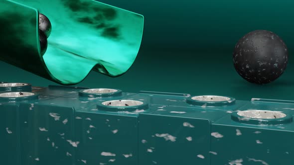 Metal balls on the conveyor alt