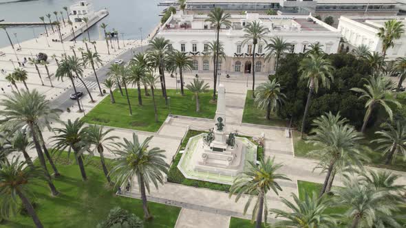 The Monument to the Heroes of Santiago de Cuba and Cavite, Cartagena, Spain. Beautiful public square