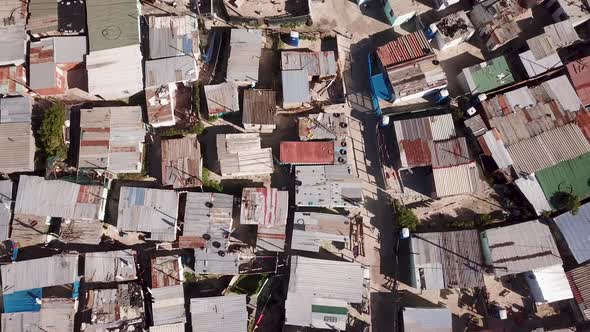 Aerial overhead township outside Cape Town, South Africa