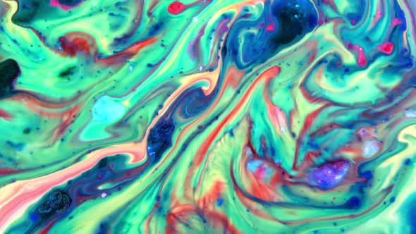 Colorful Chaos Ink Spread In Liquid Paint Turbulence Movement 50