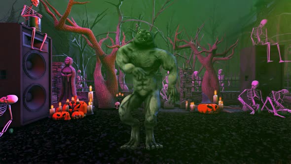 Werewolf sexy dancing in a graveyard party alt