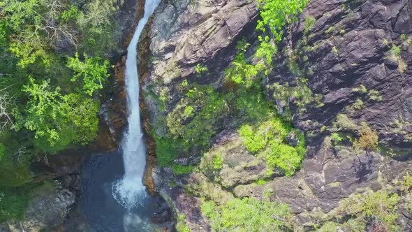 Camera Moves From Lake Along High Waterfall TaGu in Jungle, Stock Footage