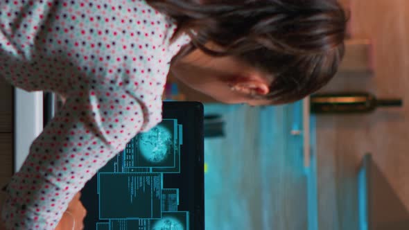 Vertical Video Hacker Failing Matching Password and Closing Laptop alt