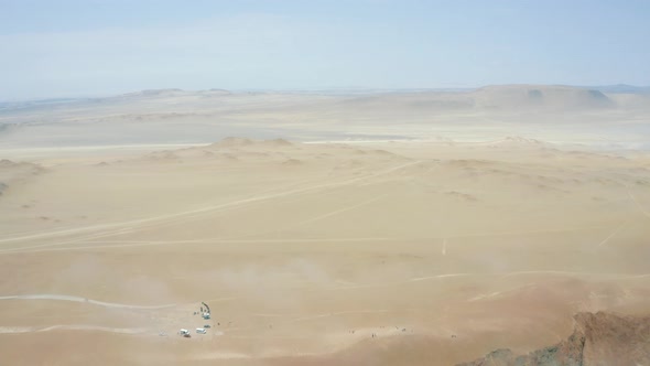 Drone footage sand and desert of Paracas National Reserve in Peru 4K