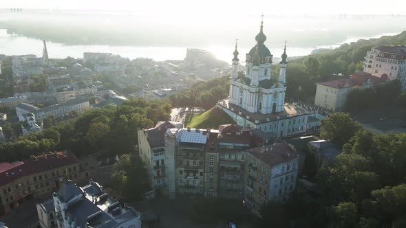 St. Andrew's Church at Dawn. Kyiv, Ukraine. Slow Motion alt