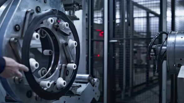 Technological Tyre Manufacture Worker Controlling Production Process in Plant alt