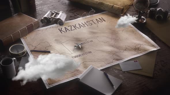 Vintage Travel World Map Country Uzbekistan Location alt