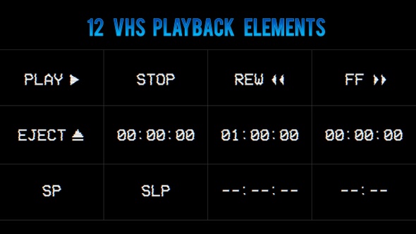 12 VHS Playback Elements with Screen Distortion Noise - HD