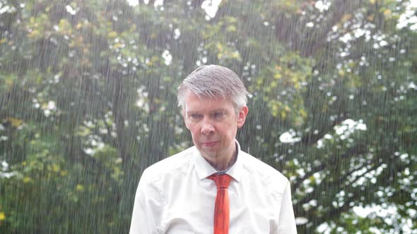Businessman in the Rain