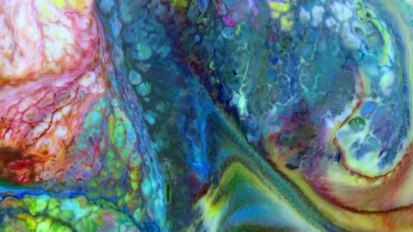 Hypnotizing In Detailed Surface Colorful Paint Spreads 