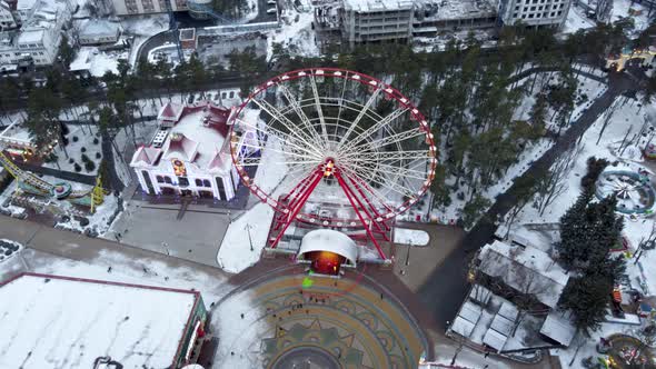 Gorky Central Park, Ferris wheel, aerial Kharkiv