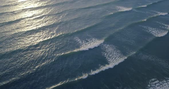 Aerial view beautiful of sea waves from the drone