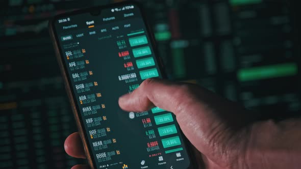 Investor Checking Cryptocurrency Price on Smartphone Screen Growth Crypto alt