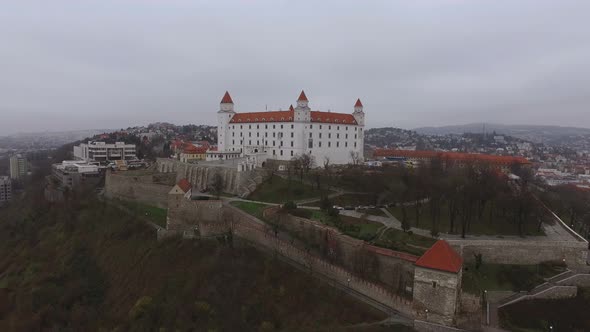 Bratislava fortress aerial view alt