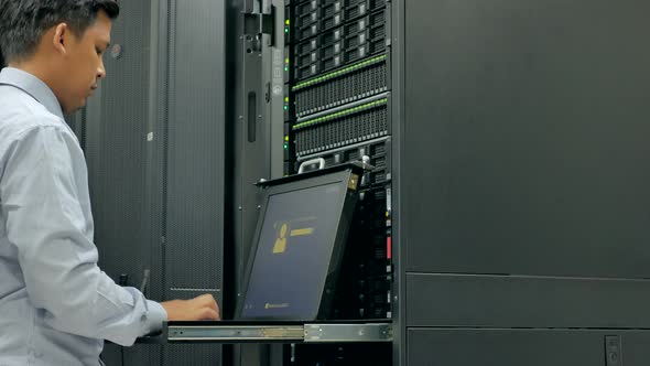 system administrator working in data center