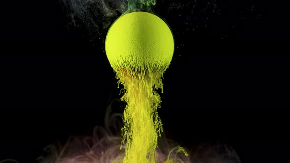 Green Ink Paint Slowly Flows From the Ball alt