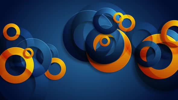 Glossy Blue Orange Abstract Rings