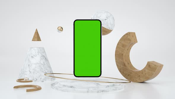 Abstract Green Screen Smartphone Use for Chroma Key Mockup Smart 3d Device Frame alt