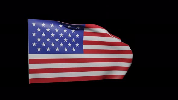 Close Up Of United States Flag.Alpha Channel.4 K 60 Fps.