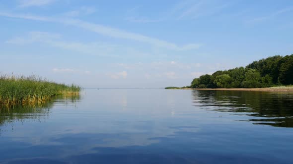 beautiful landscape blue river stretching into the distance beyond the horizon