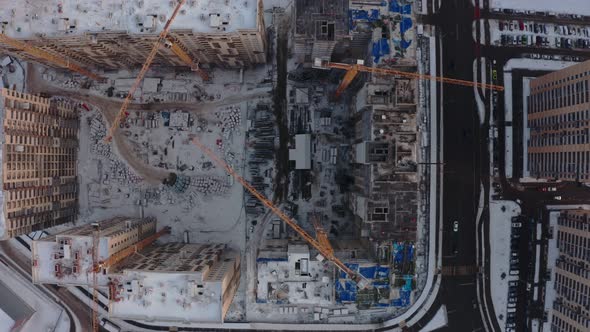 the Process of Building Modern Houses in Winter alt