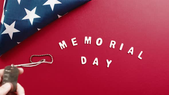 Memorial Day Background on Red with Military Flag and Red Background alt