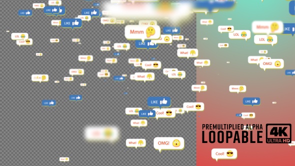 Social Message Reaction Transition Full Screen Loop Alpha Channel alt