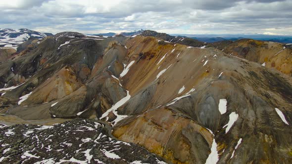 Aerial view of colorful mountains in Landmannalaugar region, Iceland alt