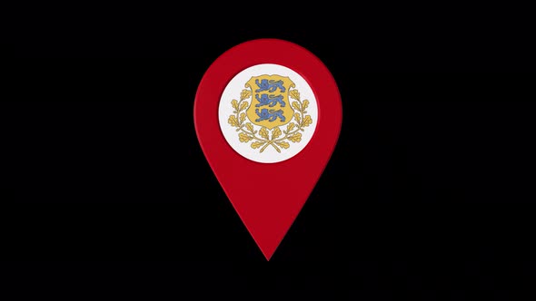 3D Rotating Pin Icon Animation With Estonia Coat Of Arms Alpha Channel  4K alt