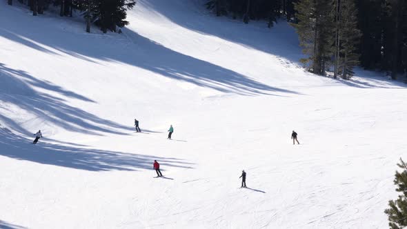 Skiing and snowboarding at ski resort