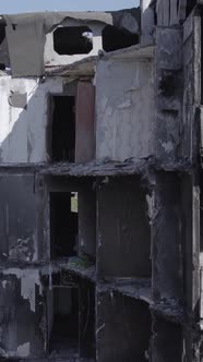 Vertical Video of a Destroyed House During the War in Ukraine alt