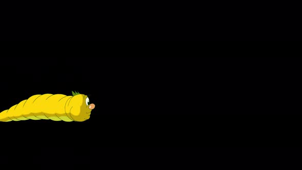 Yellow Caterpillar crawling 4K alpha matte alt