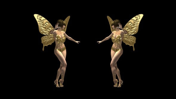 Golden Butterflies - Dancing Showgirls - Transparent Loop I