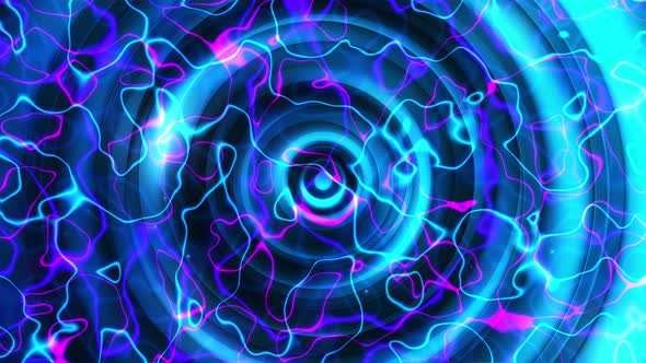 Magic Background With Glowing Tunnel Of Blue Circles And Shiny Pattern