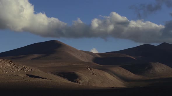 Time lapse view of clouds moving over the Atacama Desert in South America alt