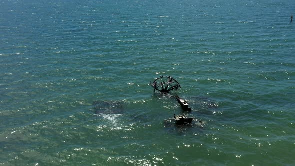 AERIAL Wreckage, PS Ozone Paddle Steamer Off The Coast Of Indented Head alt