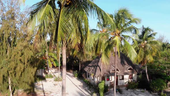 Aerial View African Tropical Beach Resort ThatchedRoof Hotels Pools Zanzibar alt