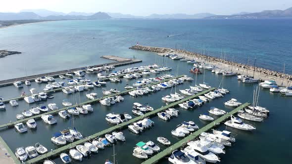 Aerial view of the marina of Can Picafort