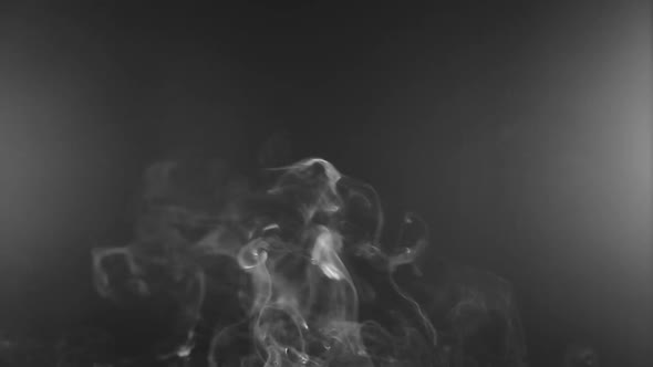 White Steam Rises Light on Black Background