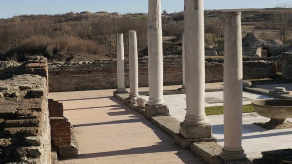GAMZIGRAD, SERBIA - DECEMBER 25, 2017 Building inside  imperial palace Felix Romuliana built by Roma alt