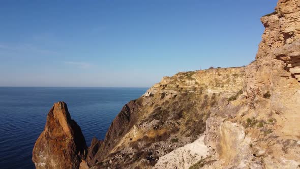 Drone Aerial Coastal Cliffs and Rocks