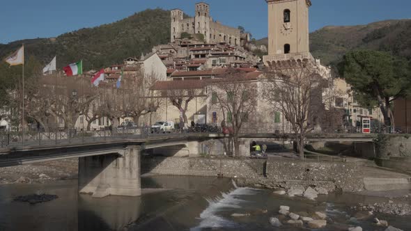 Dolceacqua in Liguria, medieval Italian village ancient architecture. Old Doria castle alt