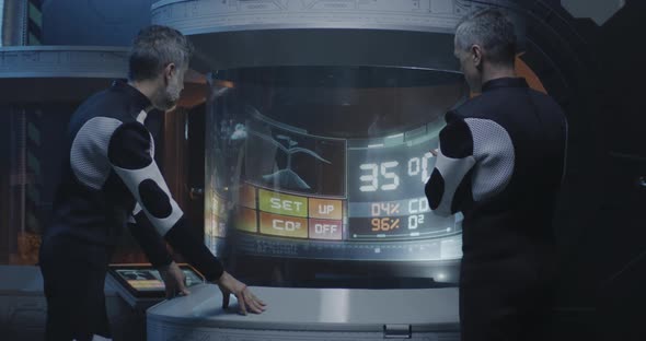 Astronauts Analyzing Plants Living Conditions alt