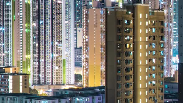Urban Cityscape Real Estate Residential Building At Night Old Buildings and Modern Skyscrapers  alt