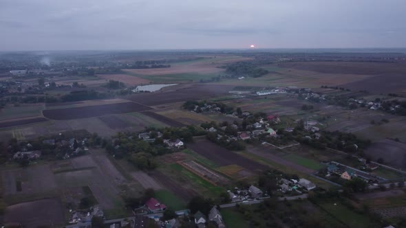 sunset over the village in Ukraine