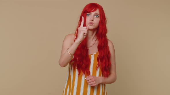 Displeased Girl Gesturing Hands with Irritation Displeasure Blaming Scolding for Failure Asking Why alt