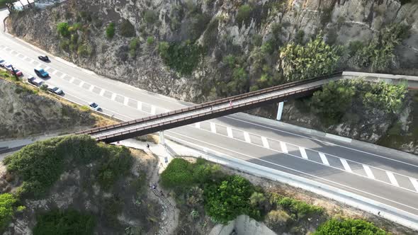 Aerial View of Cala Roca Grossa Beach in Calella Province Catalonia Spain alt