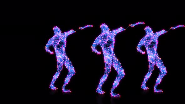 Energy Dancing Man Modern Hip Hop Dance Stylish Multicolor Neon Glowing Art alt