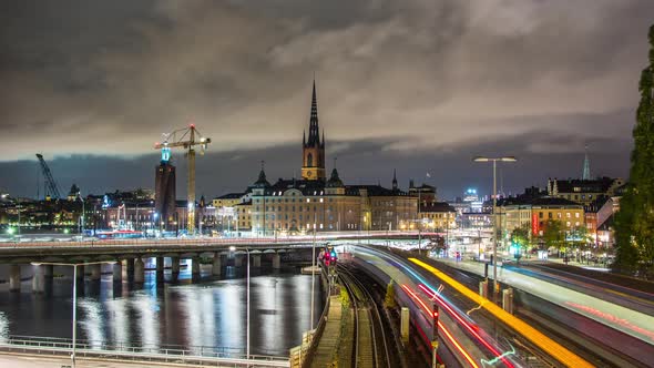 Stockholm City at Night Time Lapse